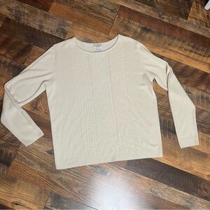 Vintage, Classic Elements cream beaded sweater, grandma chic, petite 10/12